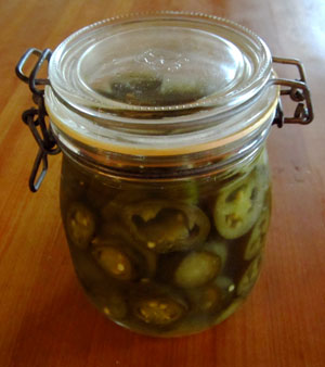 Fermented Jalapenos in a swing top jar