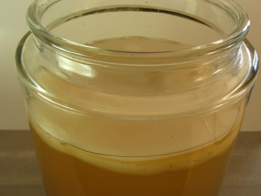 Mason jar with fermenting kombucha