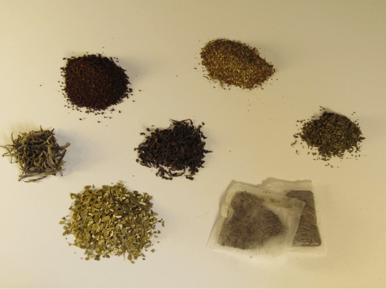 Seven different types of tea which can be used to make kombucha