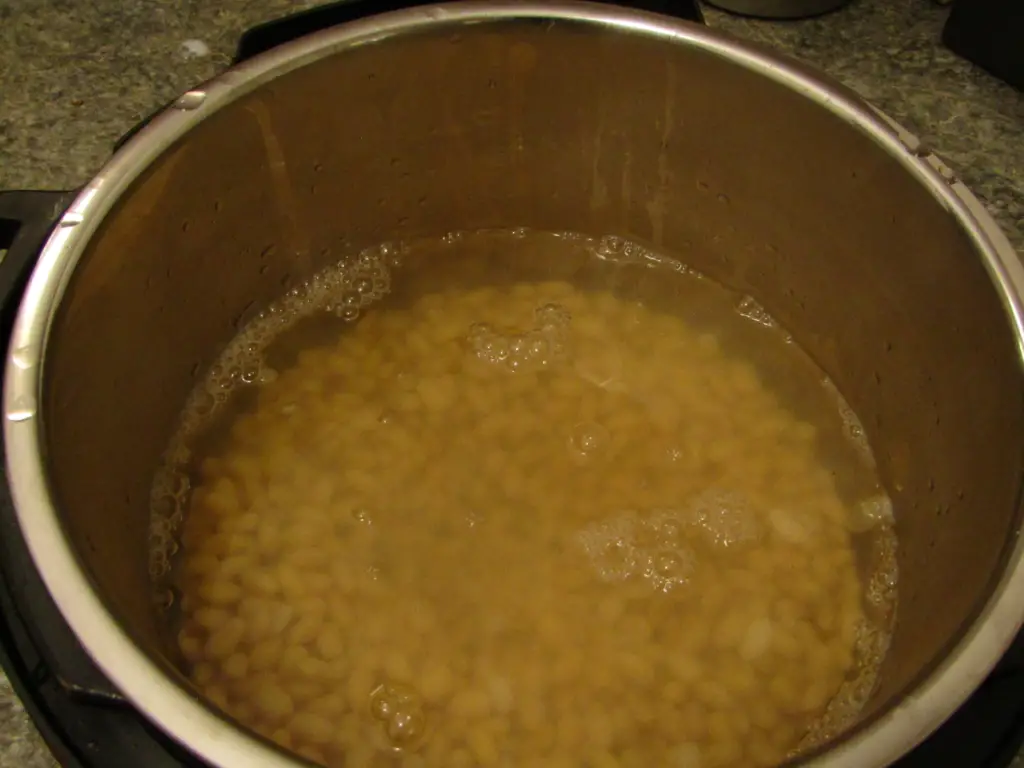 cooked soy beans in a pot